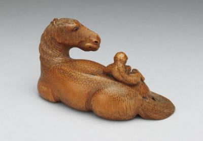 图片[2]-Carved bamboo root carving of a well-wishing horse and monkey, 18th century, Qing dynasty-China Archive